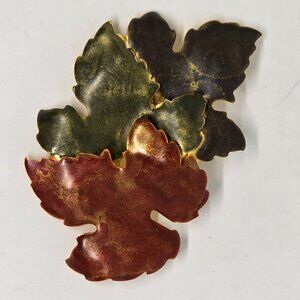 Vintage Maple Leaf Brooch Gold Tone Enamel Fall Autumn Nature Pin 3”